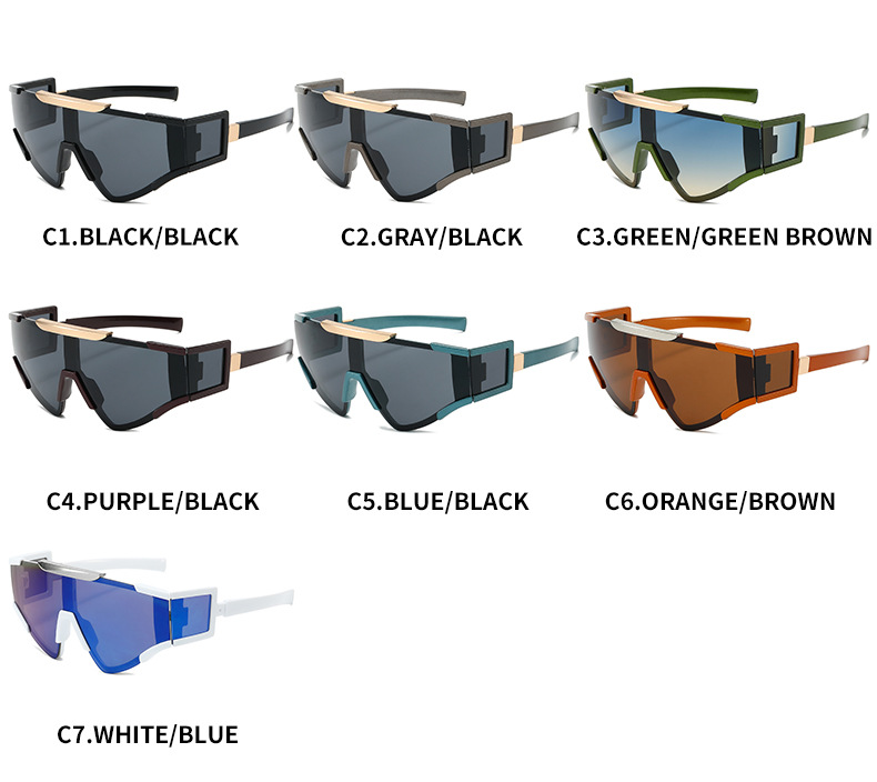 2023新品巴尔家个性骑行运动太阳镜  跨境一体多镜片三角时尚墨镜详情6