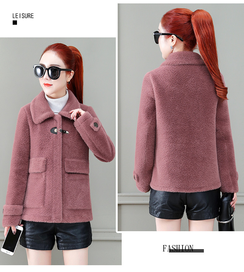 A short tweed coat for women, 2020 winter new style, fashionable and trendy for petite people, imitation mink woolen overcoat pic 21