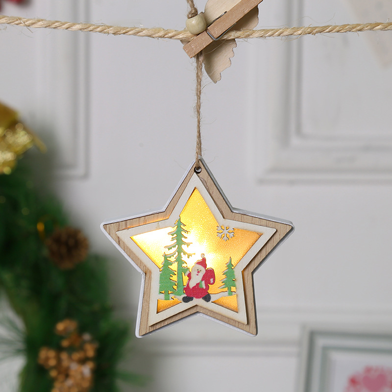 Christmas wooden handicrafts, five-pointed stars, Christmas trees, bell-shaped lighting fixtures, display window decorations, hanging ornaments, small gifts pic 10