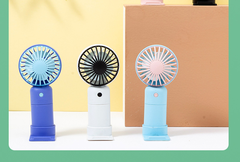 Wholesale hand-held fan mini usb charging gift, silent desktop, cute portable, color-blocking hand-held small fan pic 13