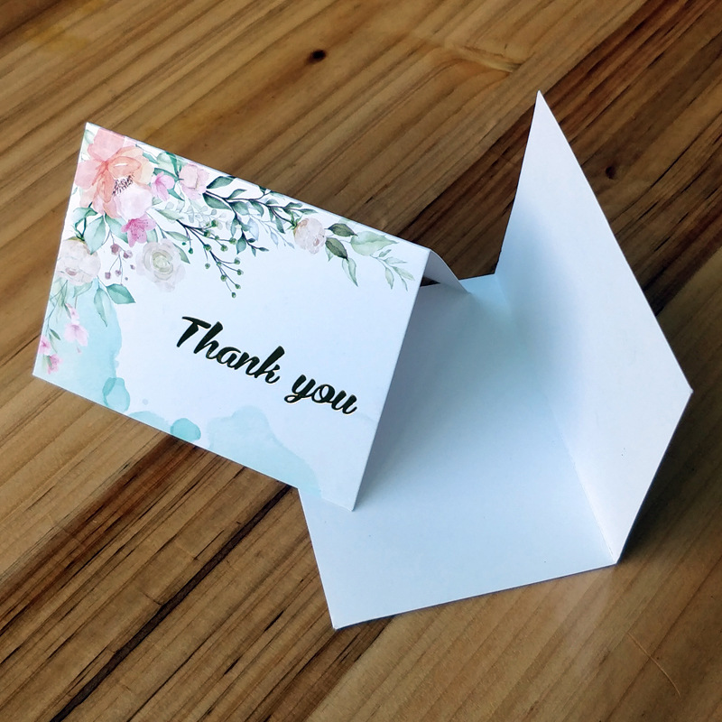Simple European-style gilded creative thank-you card, baking flower shop birthday folding card, positive review after-sales service card pic 37