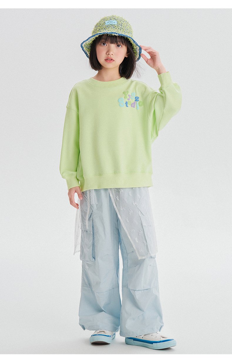 媛媛公主2025春款儿童卫衣女童中大童甜美小清新潮范圆领上衣童装详情14