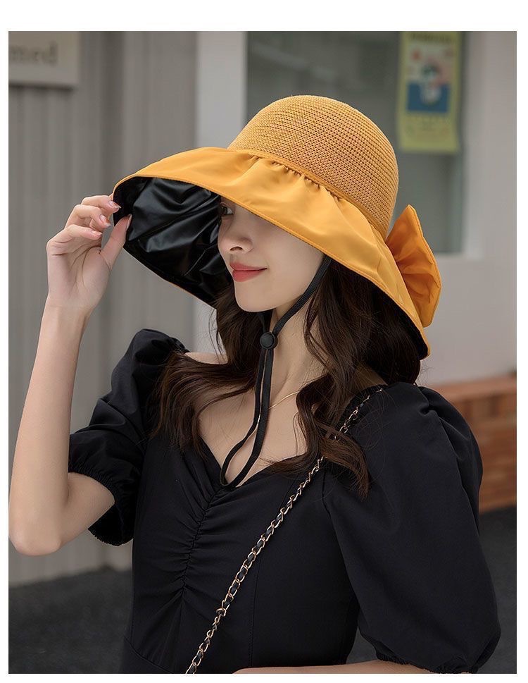 新款帽子女夏季遮阳帽可爱运动韩版防晒帽uv防晒蝴蝶结渔夫帽批发详情20