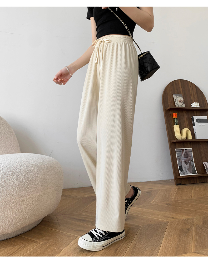 Ice silk wide-leg pants for women, long pants with a drooping effect, summer petite high-waisted slimming casual pants, loose straight-leg pants pic 15