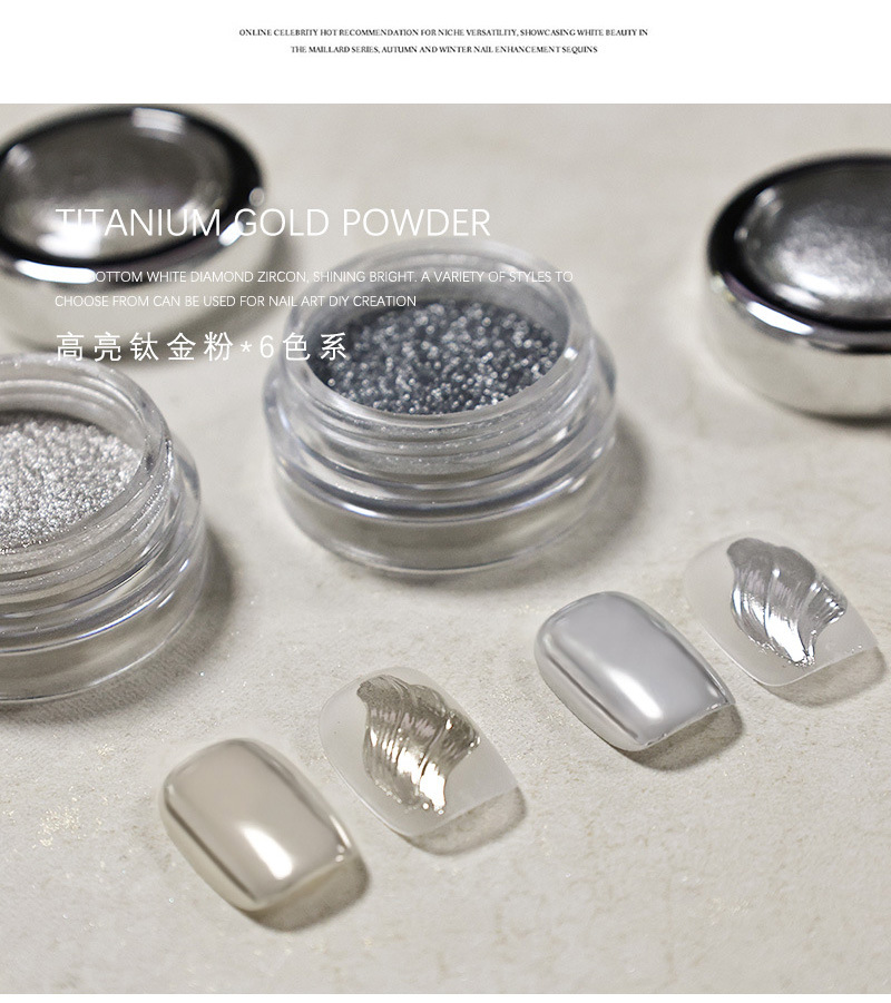 Nail polish high-gloss titanium powder, magic mirror powder, mirror flour, rose gold and silver titanium powder, electroplated nail metal titanium powder pic 4