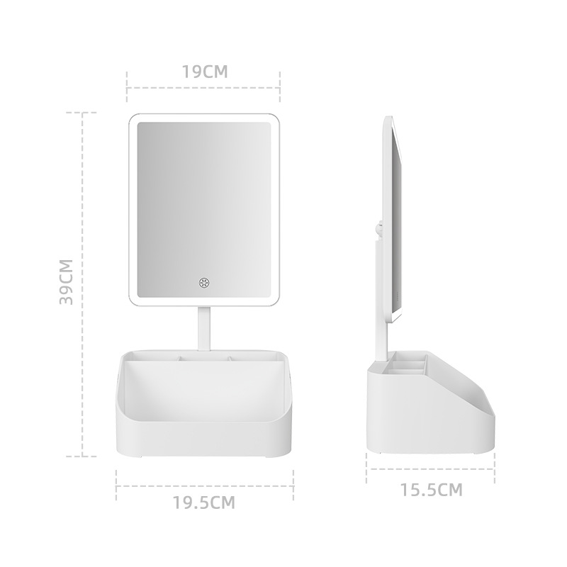 桌面化妆镜 LED灯台式美妆镜三色调节补光灯镜子智能充电创意灯镜详情13