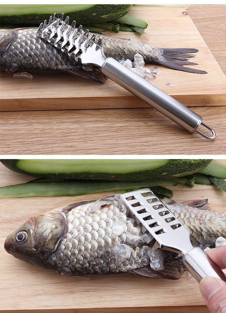 Kitchen small tools: stainless steel fish scale planer, stainless steel fish killing brush, fish scale scraper, descaling knife, brush pic 9