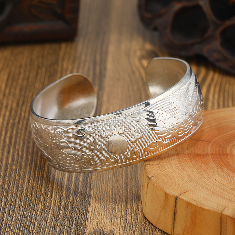 Retro ethnic style Miao silver bracelet, personalized wide opening bracelet, new Chinese style ancient style Guizhou handmade silver jewelry bracelet for children pic 18