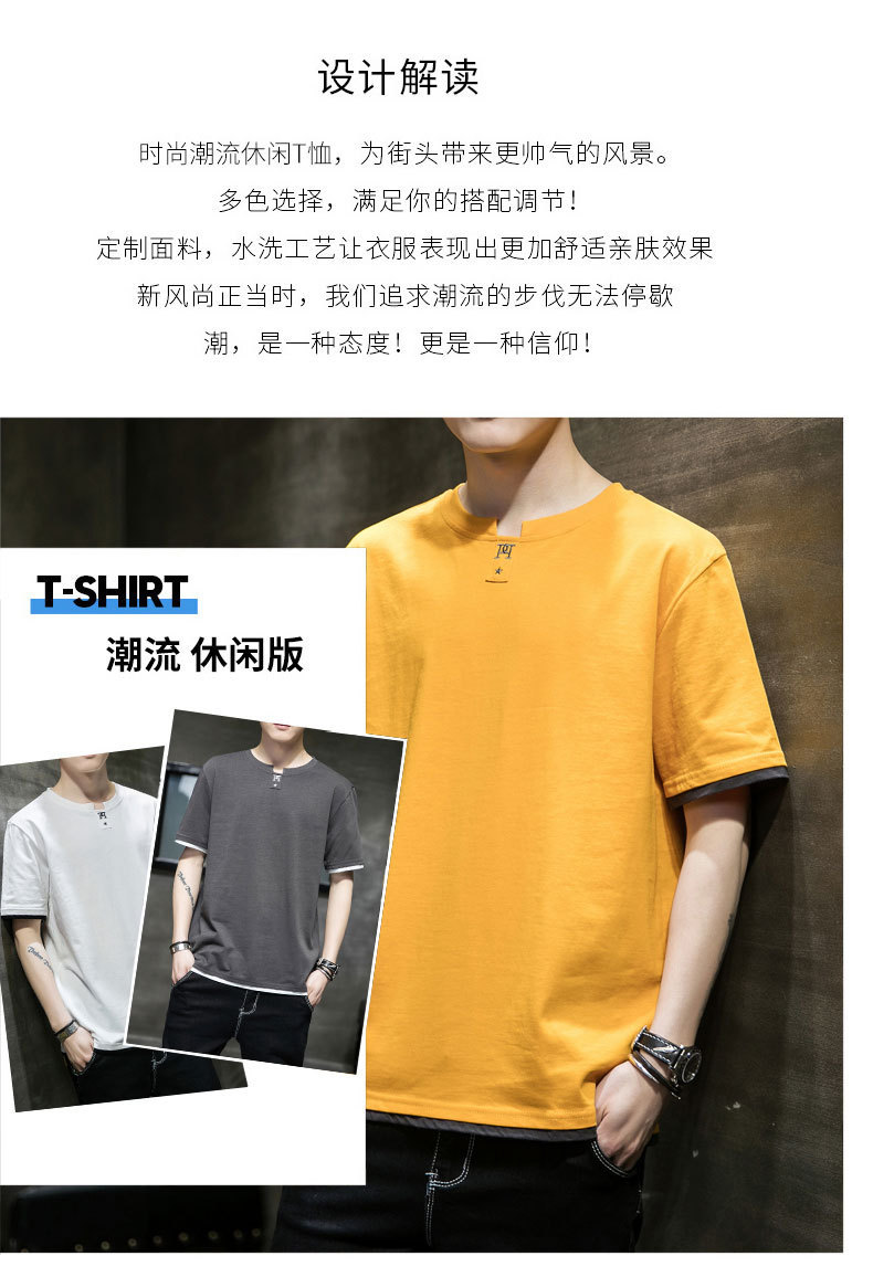 Short-sleeved T-shirt for men, Korean style, summer loose cotton T-shirt, cross-border new style, student bottom layer, half-sleeved shirt pic 42