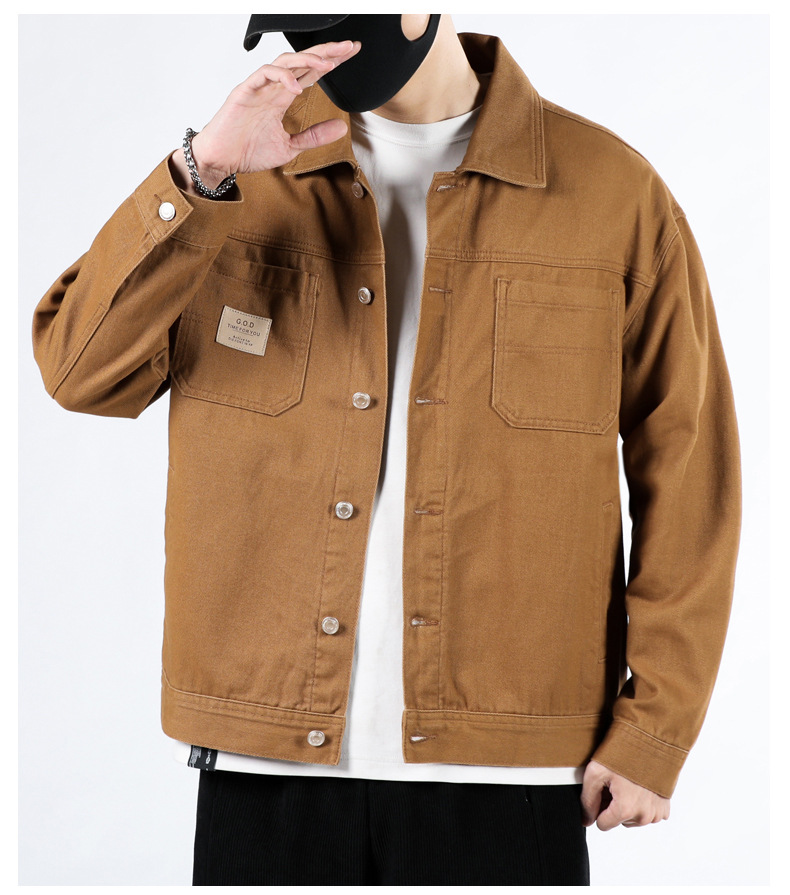 2023年秋季新款牛仔外套男士宽松潮牌帅气牛仔衣纯棉男工装夹克潮详情11