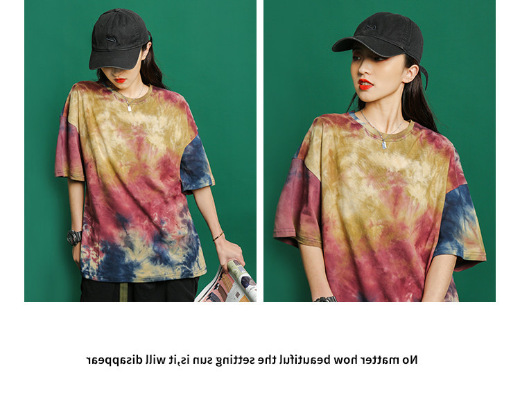 In-stock 2021 summer ins tie-dyed loose and trendy short-sleeved T-shirt for women and couples, a versatile and casual half-sleeved top pic 10