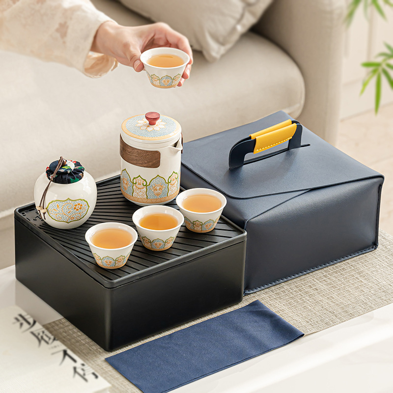 Wholesale of portable kung Fu tea sets for travel, Japanese-style outdoor quick guest cups, and business gifts for festivals pic 7