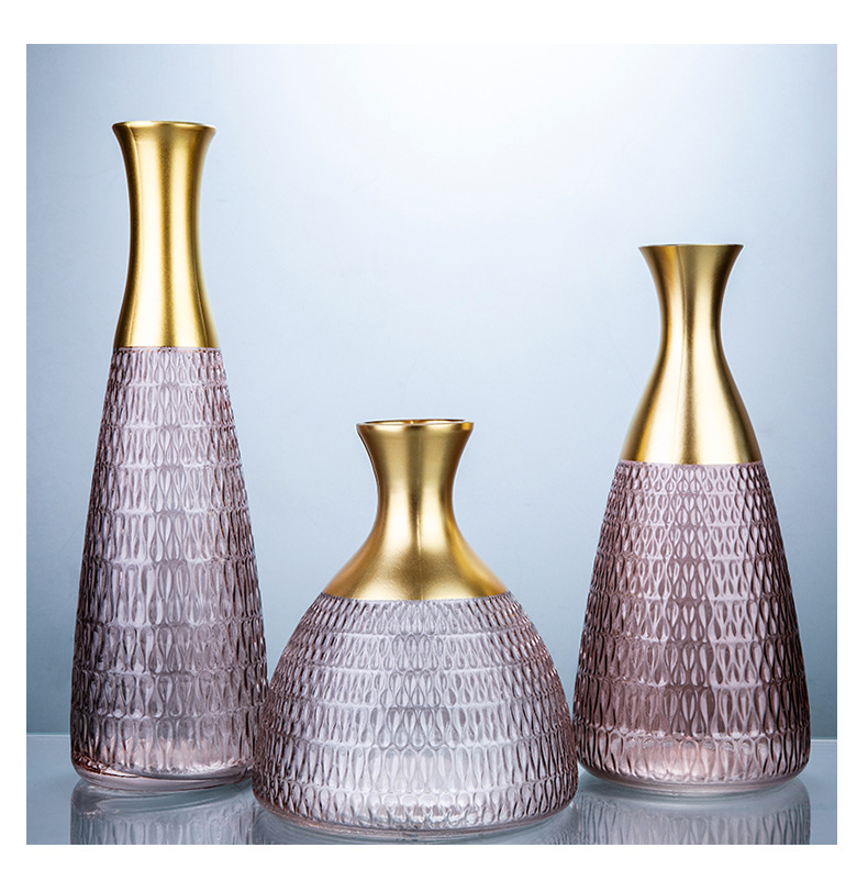 皓杨金边肌理彩色花瓶餐桌卧室摆件花瓶摆件家居样板房软装设计详情11