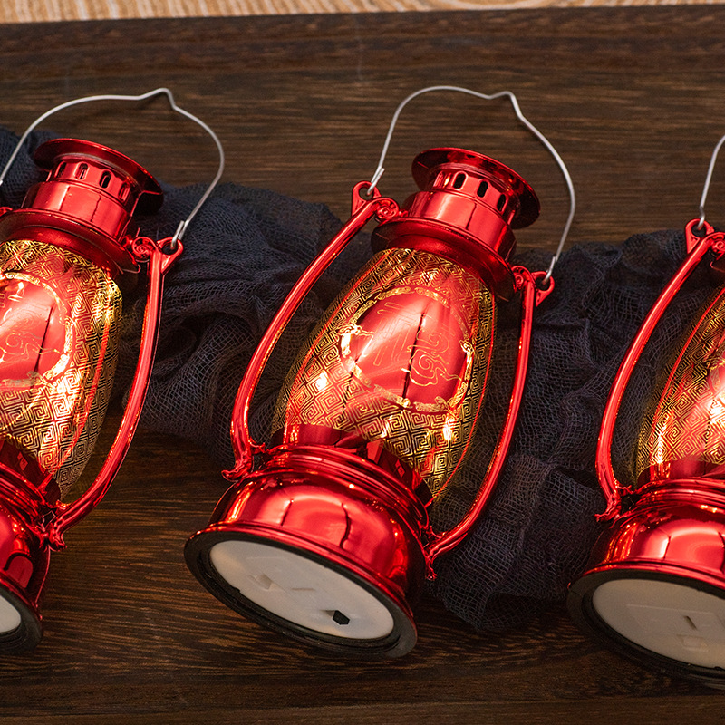 Red led wind lanterns, Spring Festival decorations, small oil lamps, portable electronic horse lanterns, Halloween candlesticks, bar atmosphere decoration pic 6