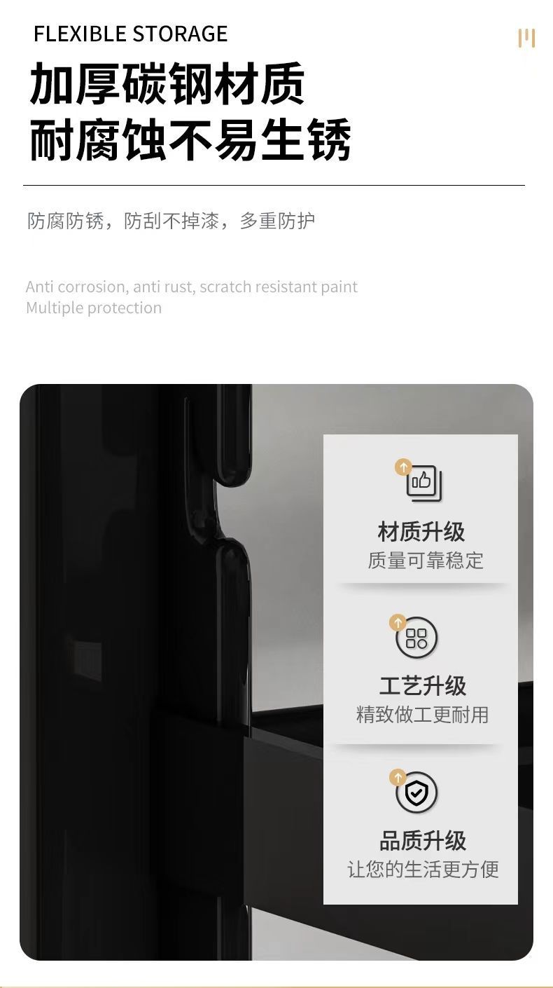 The pot rack is specially designed for storing cookware. It is a stainless steel shelf in the kitchen, with a sink under the rack and multiple layers inside the household cabinet pic 6