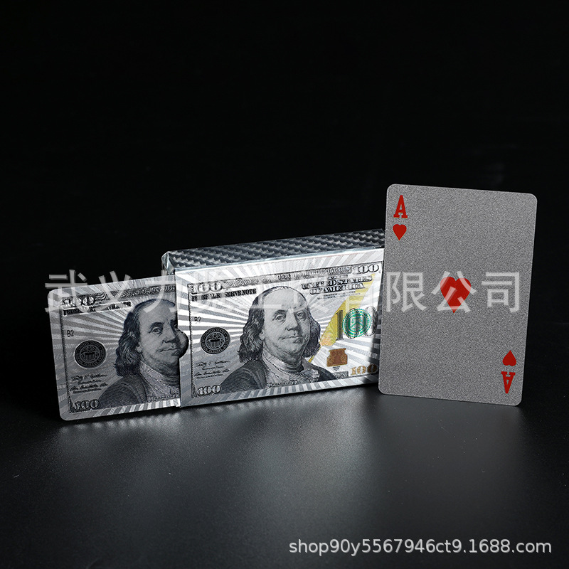 美元扑克牌金箔扑克牌 银箔扑克牌批发 金色土豪金扑克黑色塑料牌详情20