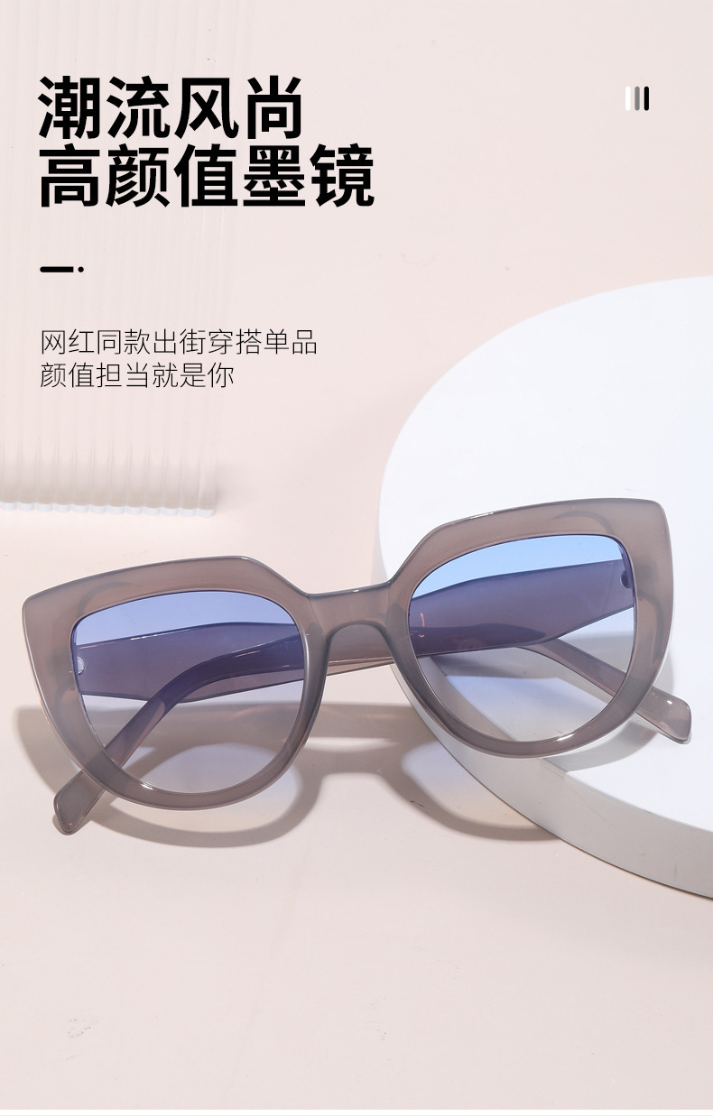 豹纹个性套色太阳镜2023新款欧美时尚猫眼大框百搭太阳眼镜女墨镜详情1