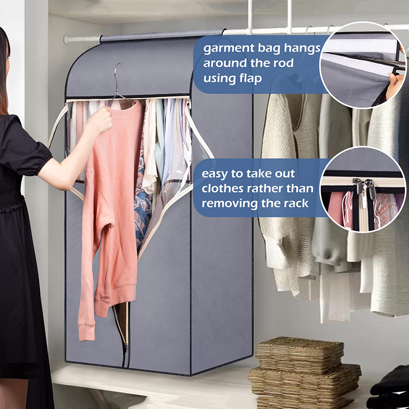 Amazon 3D clothing dust bag, home non-woven fabric clothing dust cover, hanging bag, suit down jacket hanging bag pic 3