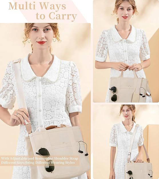 跨境多分格母婴帆布妈咪包外出帆布包手提斜款包简约托特包详情5