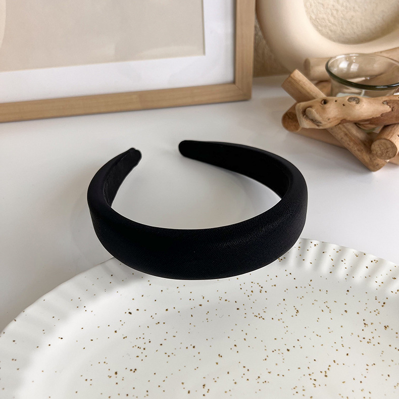French elegant black hairband, sweet pearl braided hairpin, knitted height-increasing headband, wide-edge hairpin for women pic 18