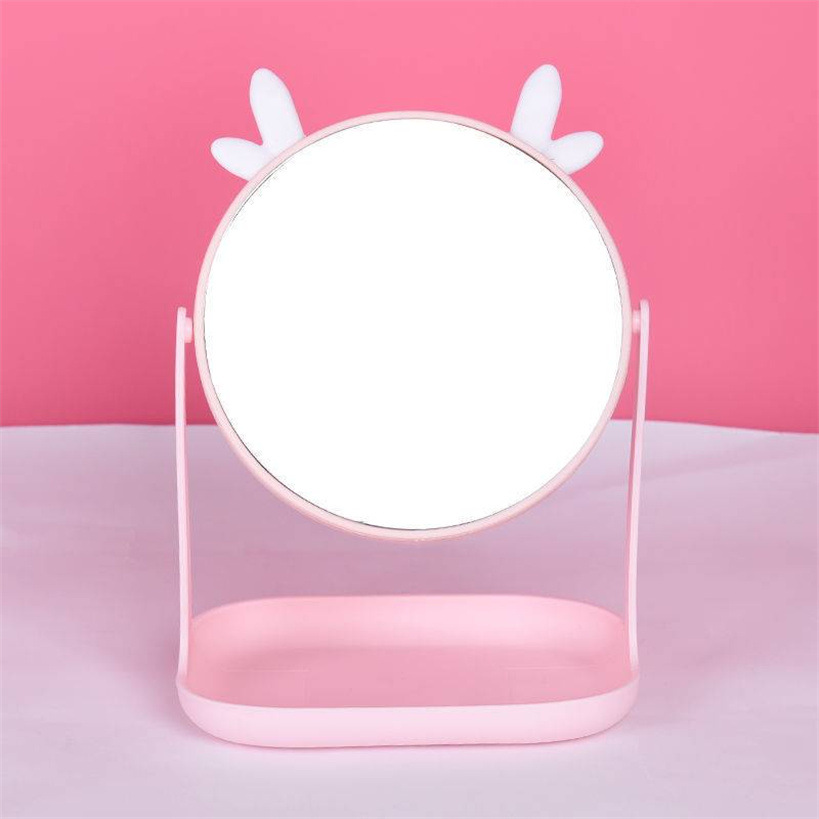 New tray stand vanity mirror, rabbit ear mirror, dressing mirror, round and rotatable double-sided cat ear mirror pic 18