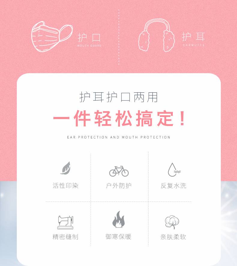 护耳口罩女冬天保暖防寒耳套卡通冬季防风毛绒耳罩二合一面罩详情1