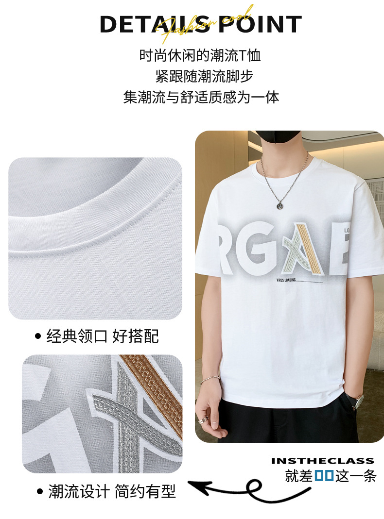 Summer five-sleeved T-shirt for men and teenagers 2023 new style, a trendy brand of half-sleeved and short-sleeved pure cotton T-shirt for men pic 16