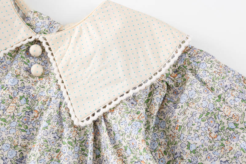 韩国童装女童碎花连衣裙春装洋气儿童娃娃领气质宝宝甜美公主裙子详情21