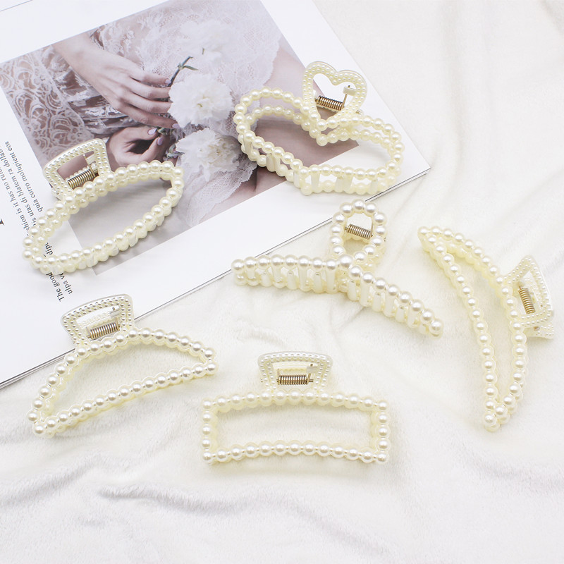 Pearl hair clips, back of the head, bath clips, large Korean elegant style, shark hair clips, hair clips, headwear, street stall, street stall pic 1