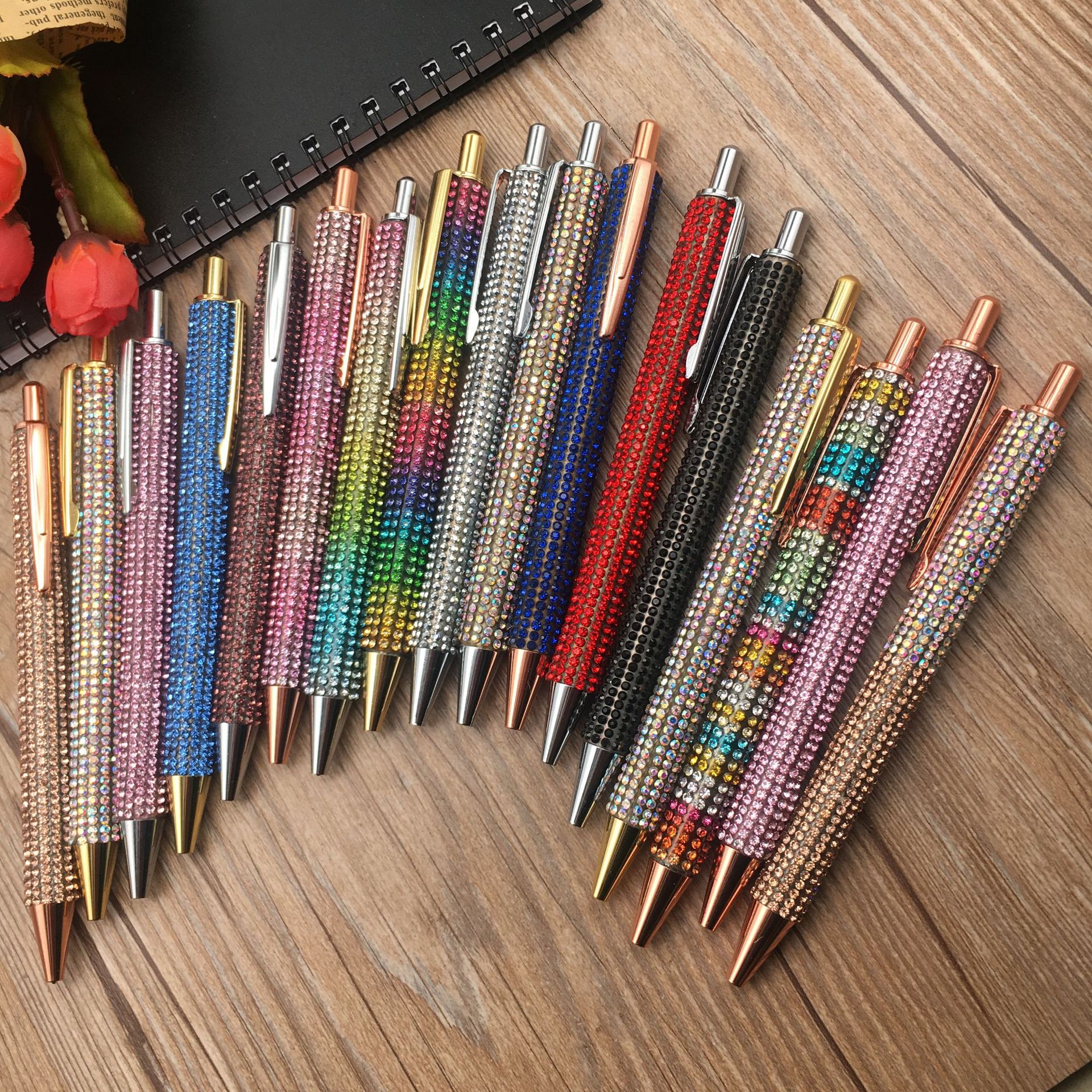 Metal core press diamond pens, ballpoint pens, multi-color copper metal pens, crystal pens, water diamond pens are in stock and available for wholesale pic 1