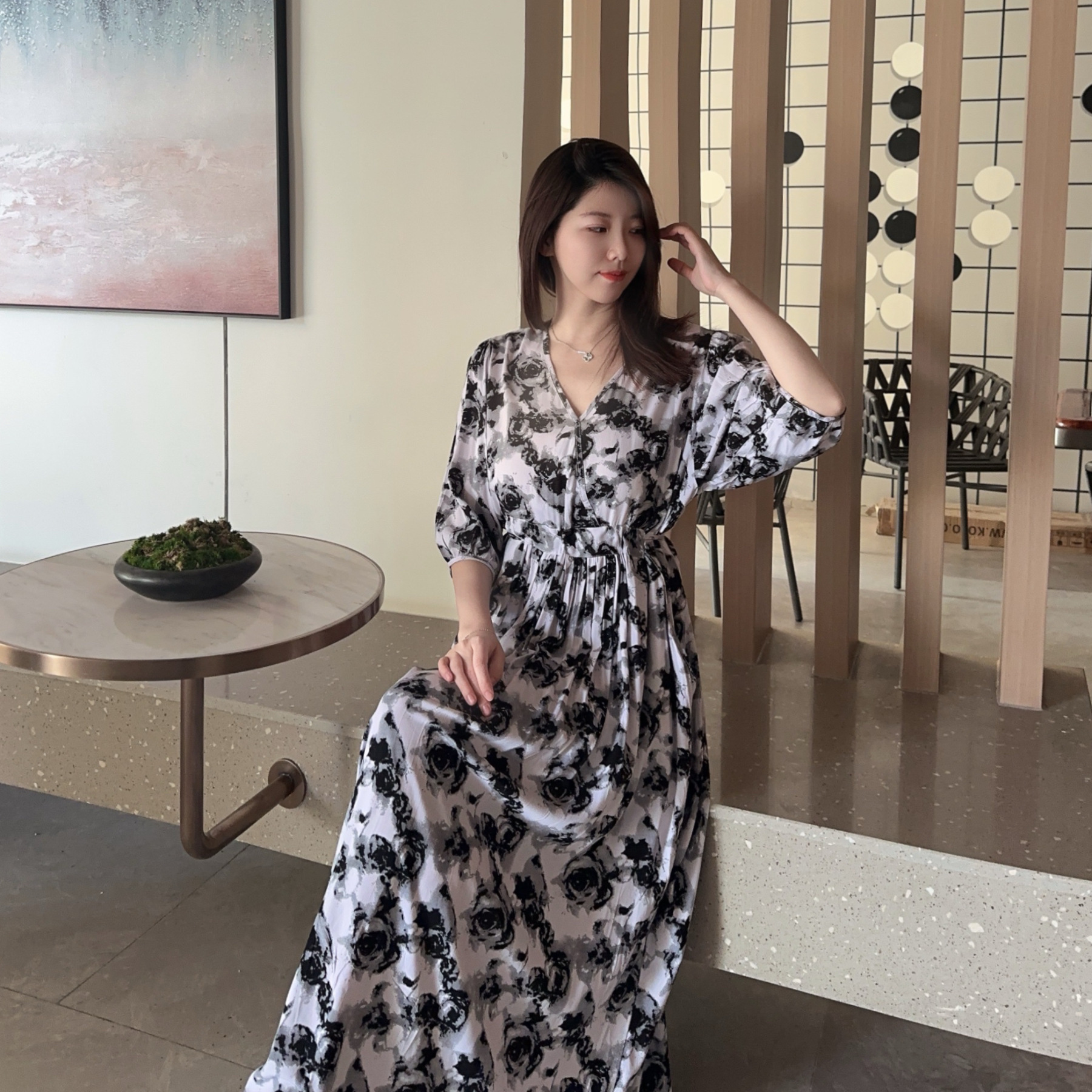 【腰封口袋裙】显瘦棉绸连衣裙法式高级女春夏宽松中长款温柔气质详情9