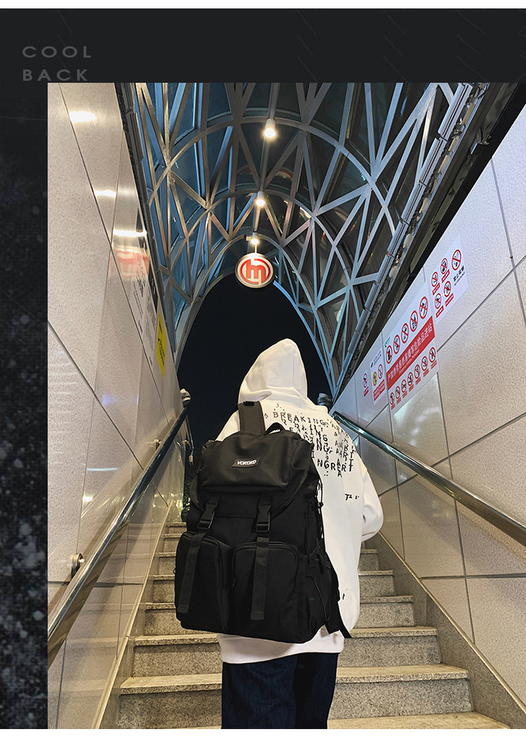 2022新款书包初高中大学生书包工装韩版简约大容量双肩背包详情8