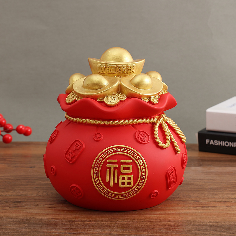 元宝钱袋客厅插花摆件新年喜庆存钱罐招财摆设麦穗红果干花花瓶详情4