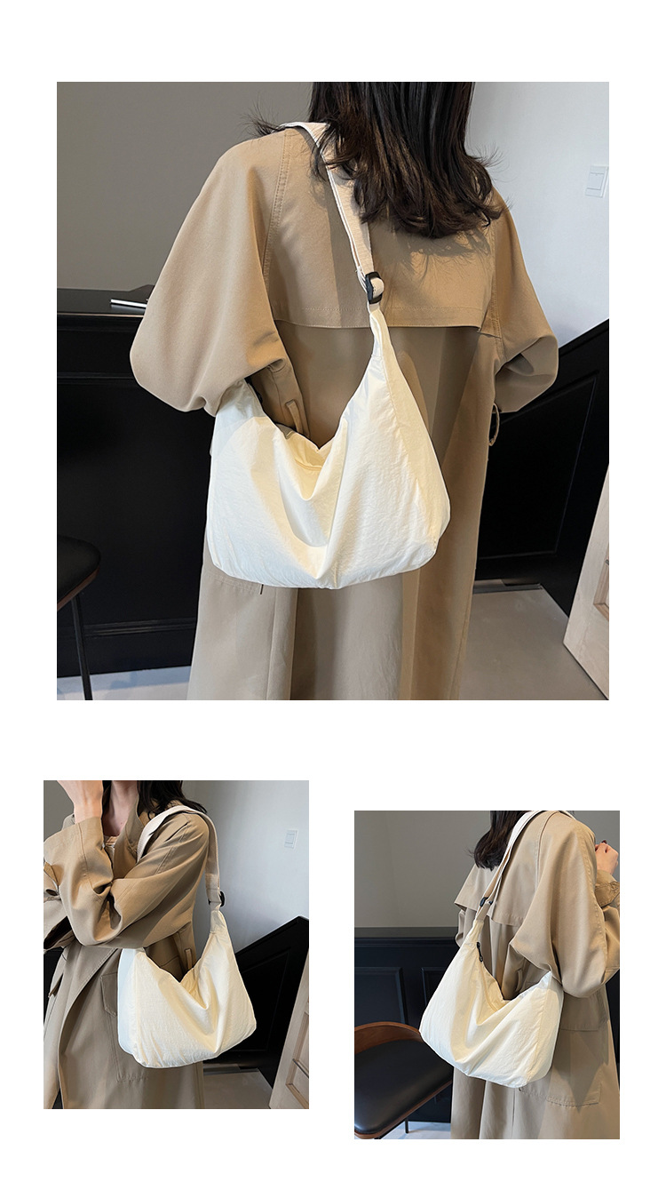 防水尼龙布袋斜挎包2024新款百搭饺子包简约百搭大容量上课单肩包详情8