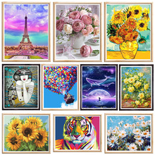 New 5d diamond painting full diamond diy cross-border sunflower landscape tiger animal figure framed decorative canvas painting pic 13