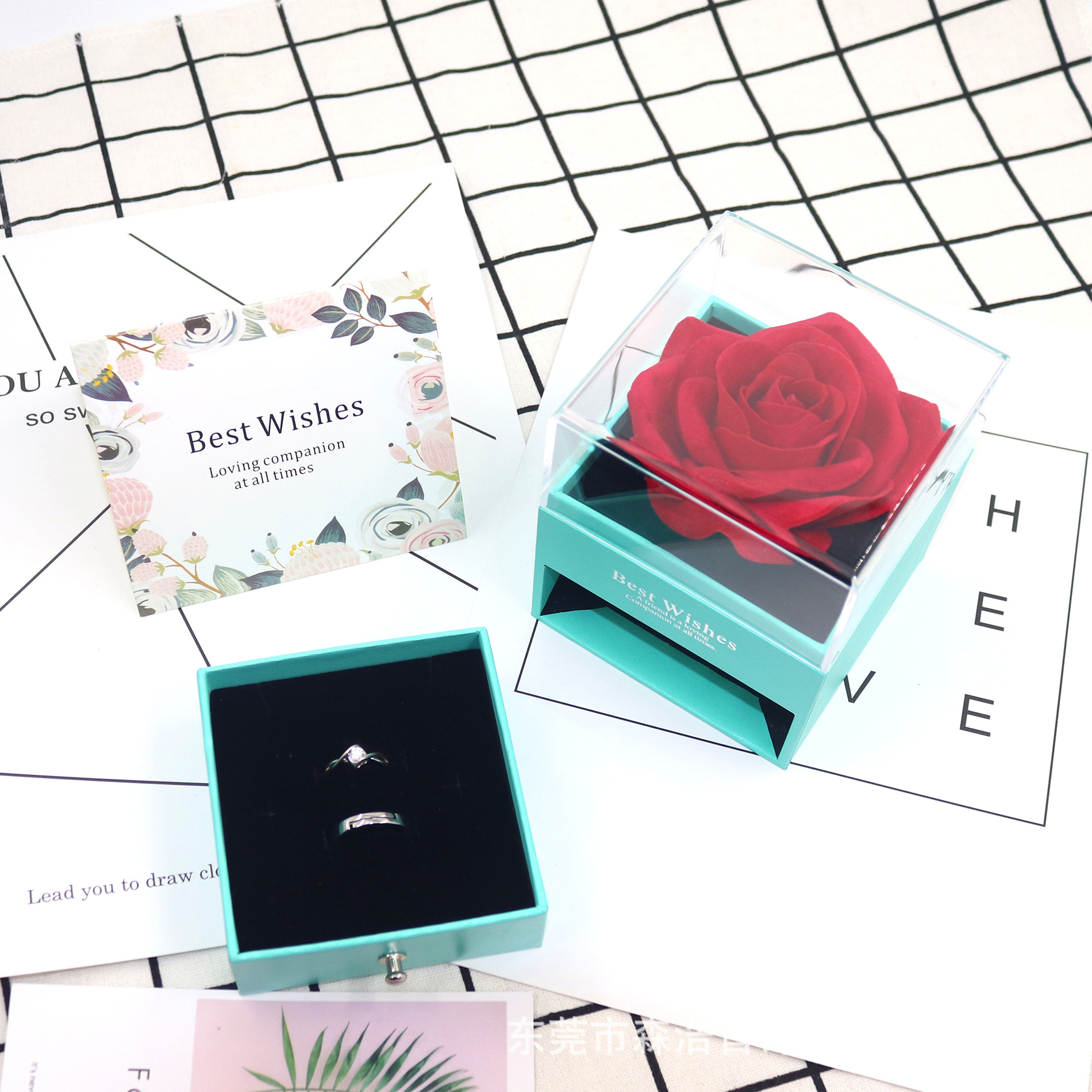 Transparent acrylic rose jewelry box, ring necklace box, jewelry and accessory box, storage gift box pic 13