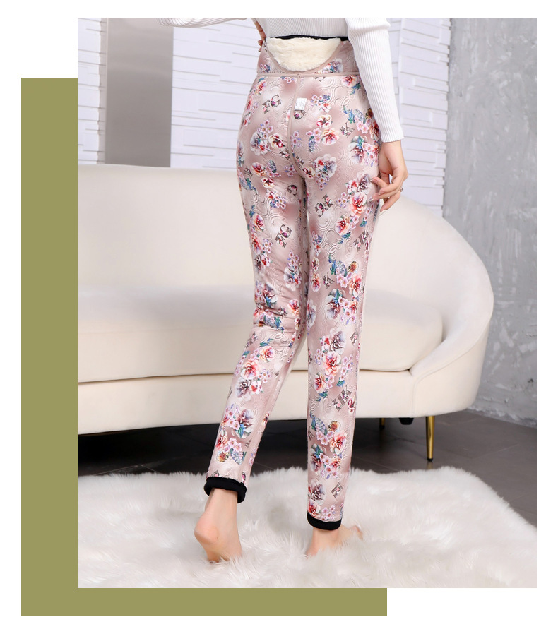 Woolen cotton pants for women to wear outside in winter, with added fleece, thickened, windproof, cold-resistant, knee protection, high-waisted, large-sized, and as a base layer for middle-aged and elderly people pic 7
