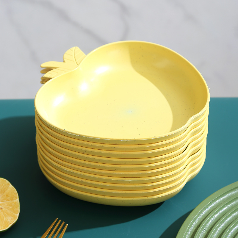 Wheat straw creative apple plates, household plastic fruit dessert, nut and vegetable plates, gift wholesale pic 29