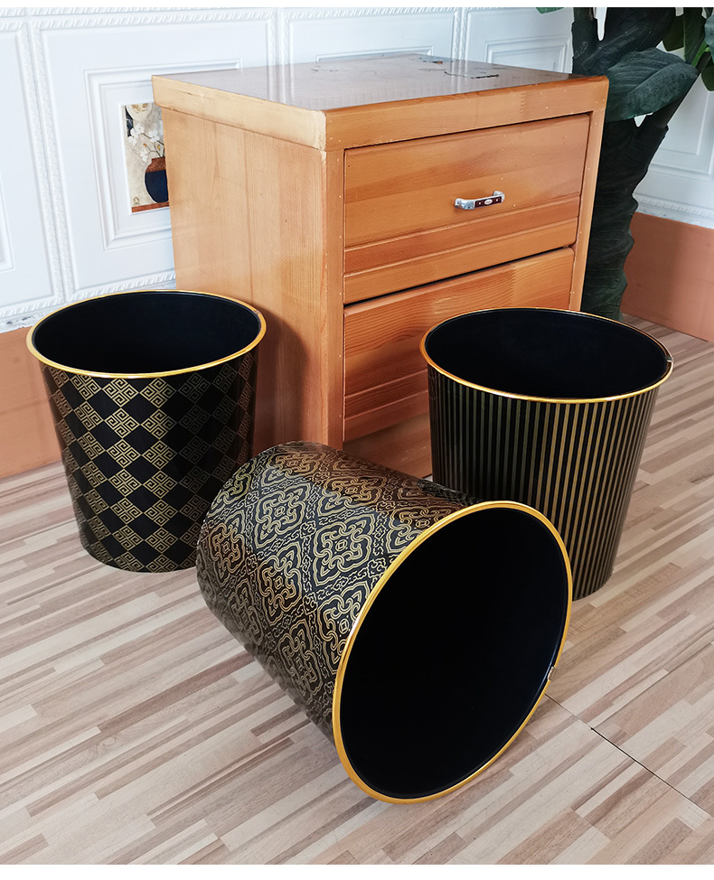 Golden Edge trash can, household kitchen and bathroom garbage storage plastic trash can, wastebasket pic 7