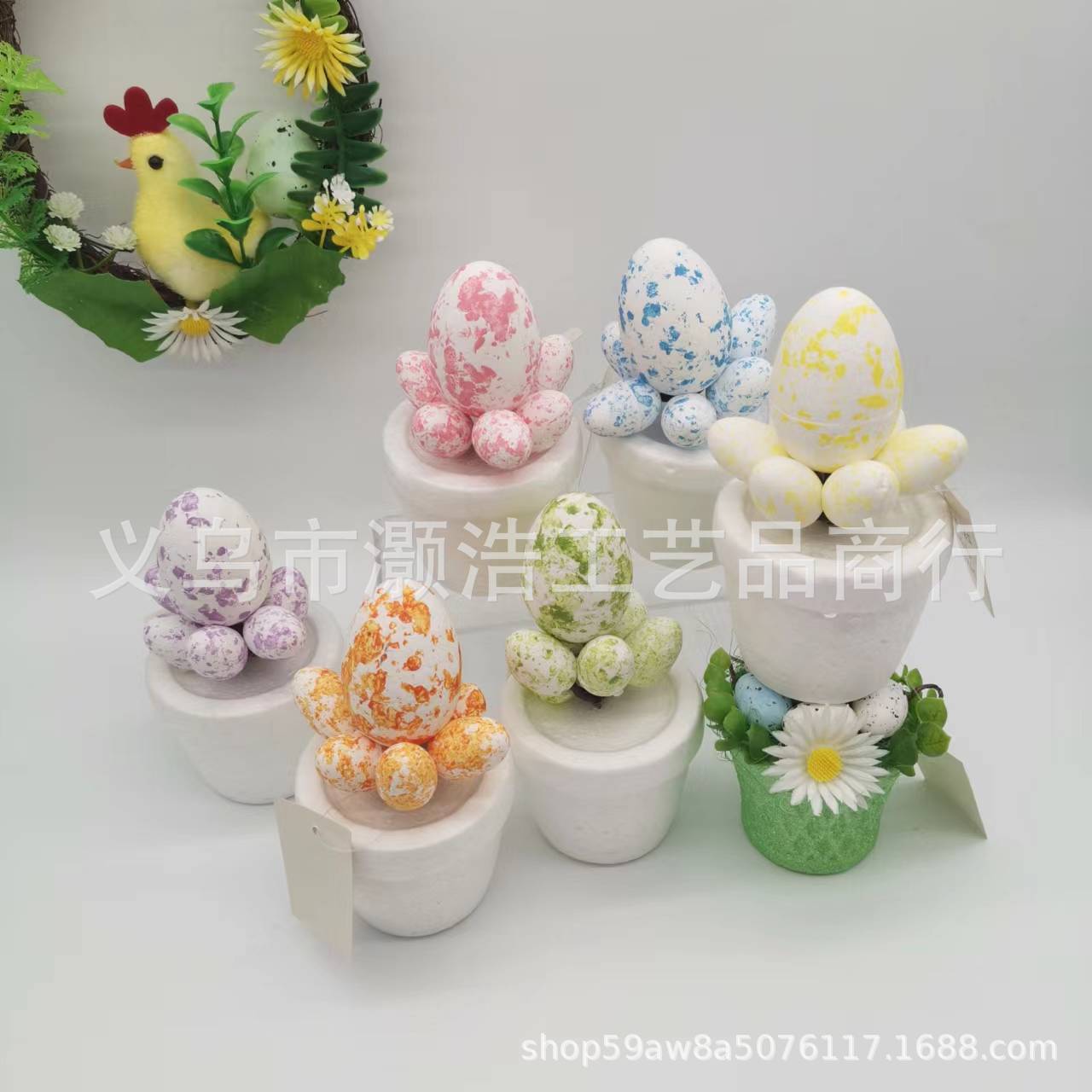 复活节仿真蛋类装饰品，盆栽，斑点蛋，彩绘蛋涂鸦蛋，日常装饰详情5
