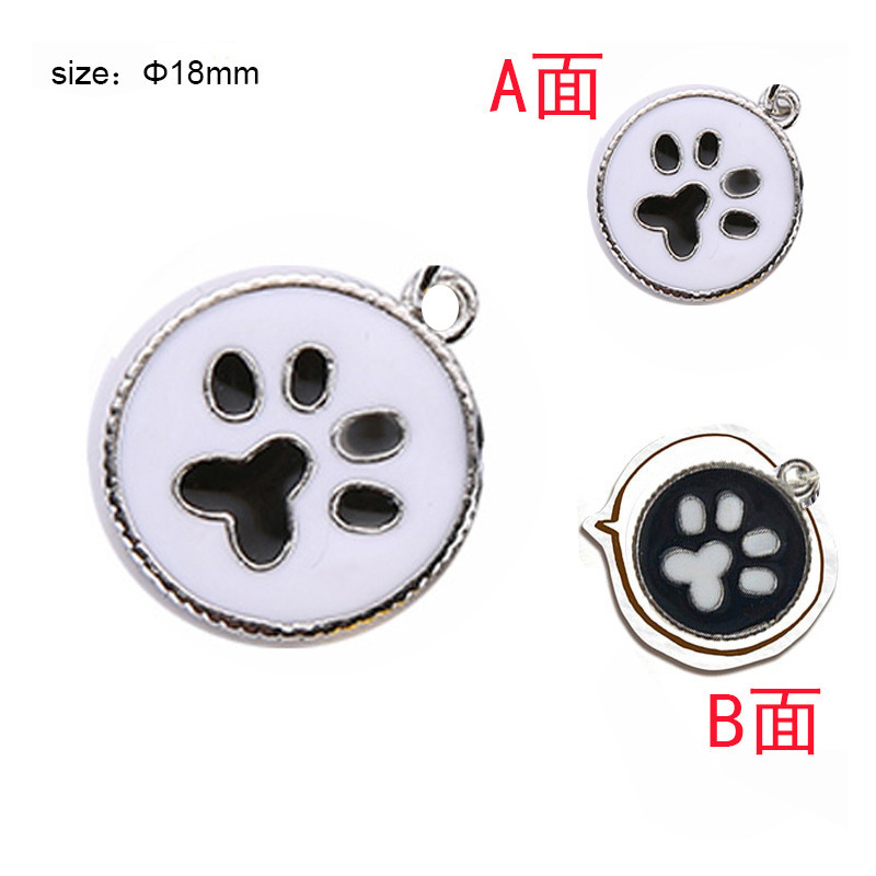 Double-sided round pet collar, tag, cat accessory, dog paw print pendant, engraved anti-loss pet jewelry and accessories pic 4