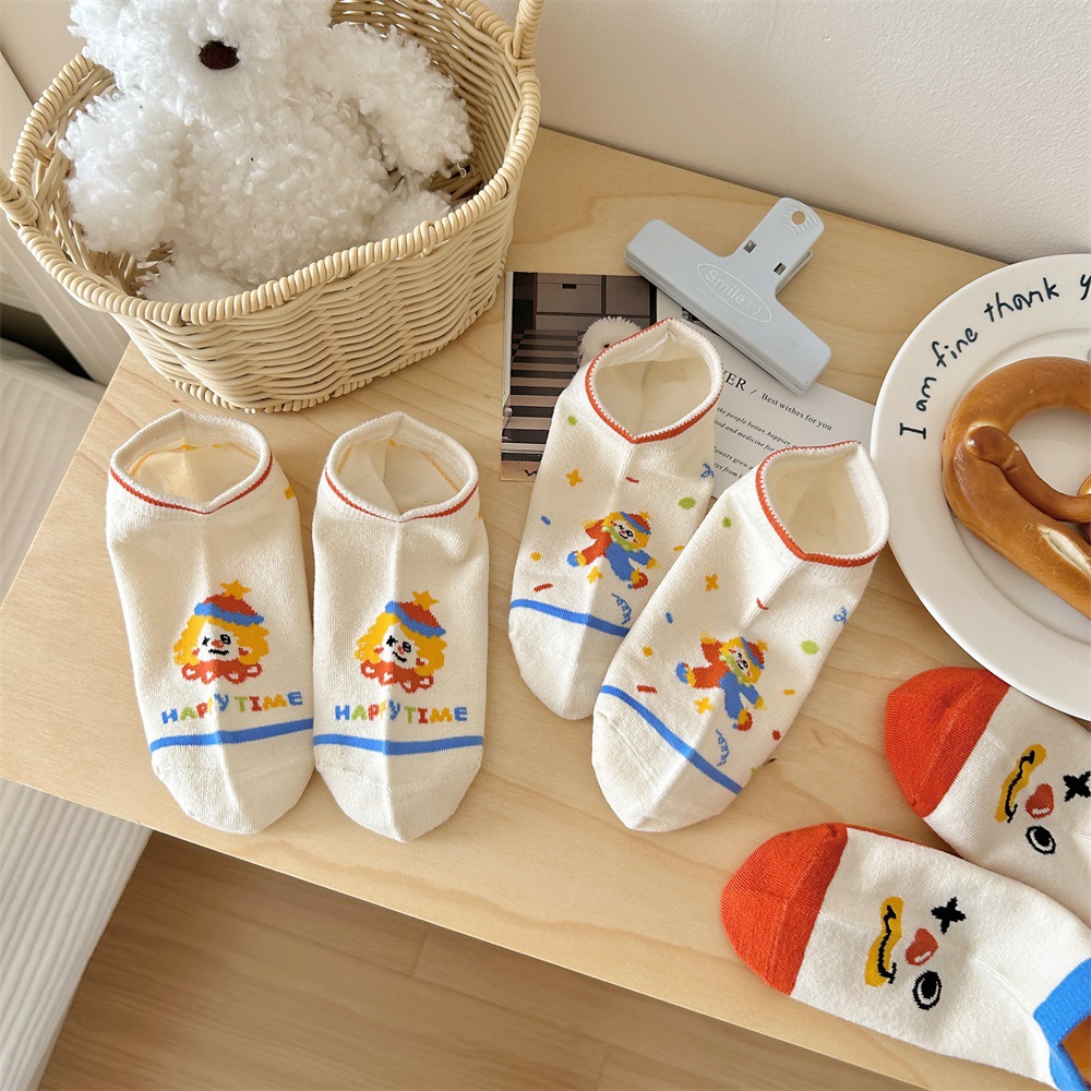 Quirky clown boat socks for women spring and summer, thin, low-top, shallow-mouth short socks, cotton boneless socks, wholesale of Zhuji socks pic 5