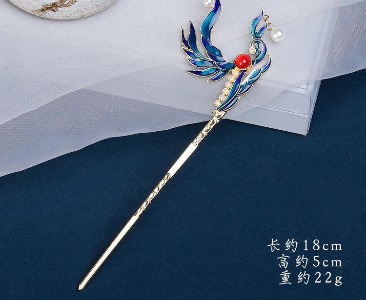 Ancient-style hairpins, cloisonne accessories, simple and versatile daily wear, court hairpins, Hanfu headwear for women, blued hair accessories, hairpins pic 9