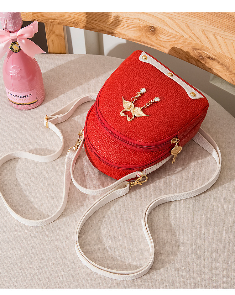 女士 撞色骨条大荔枝纹天鹅小背包 2020夏韩版新品斜挎单肩手机包详情12