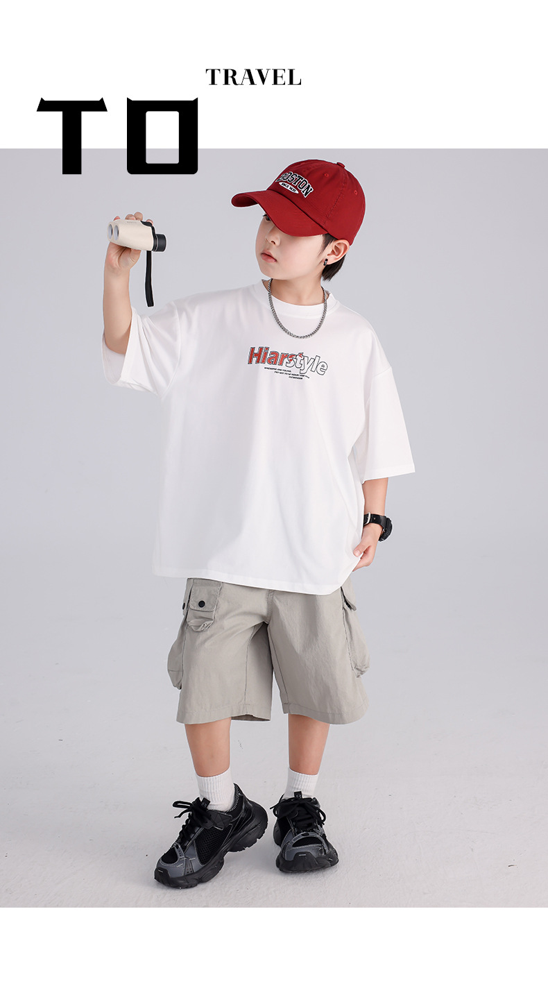 男童夏季凉感短袖白t恤2025新款儿童夏装半袖体恤中大童装上衣潮详情8