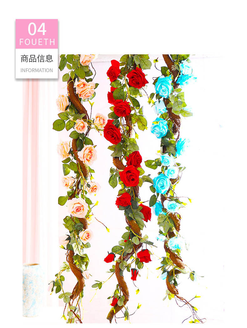 Wholesale decoration and arrangement of wedding artificial flowers, artificial flowers, vines, pink wedding roses, vines, artificial flower vines pic 9