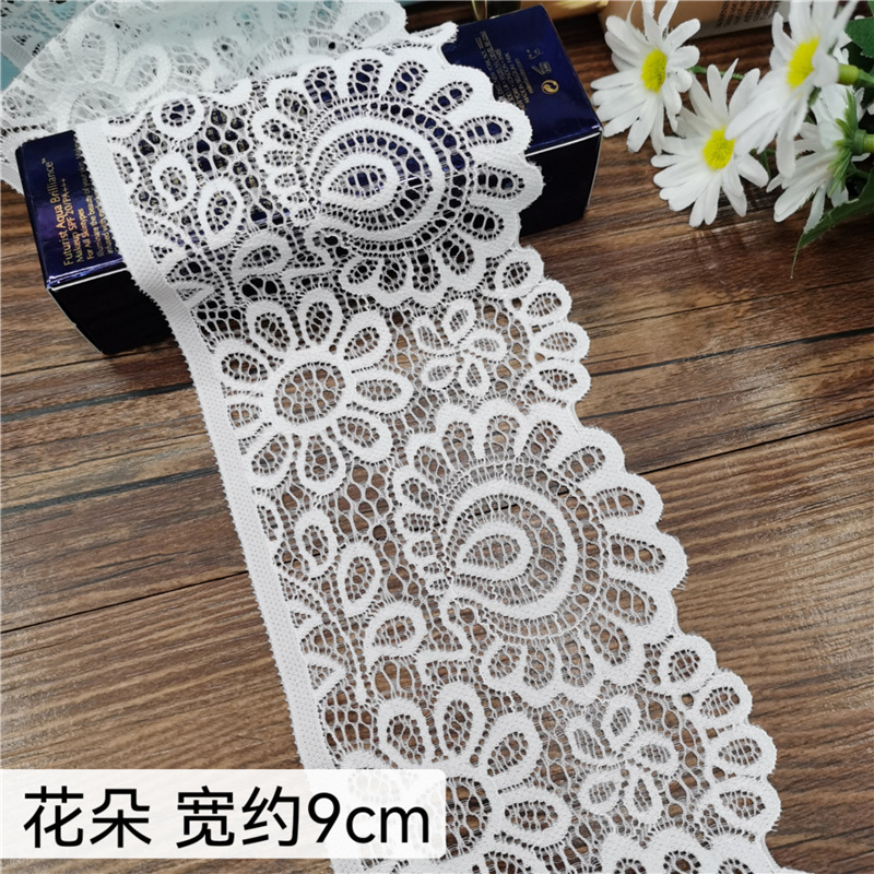 Elastic silk ribbon, lace trim, soft and skin-friendly, elastic elastic band, clothing accessory, ruffled edge, 9CM pic 19