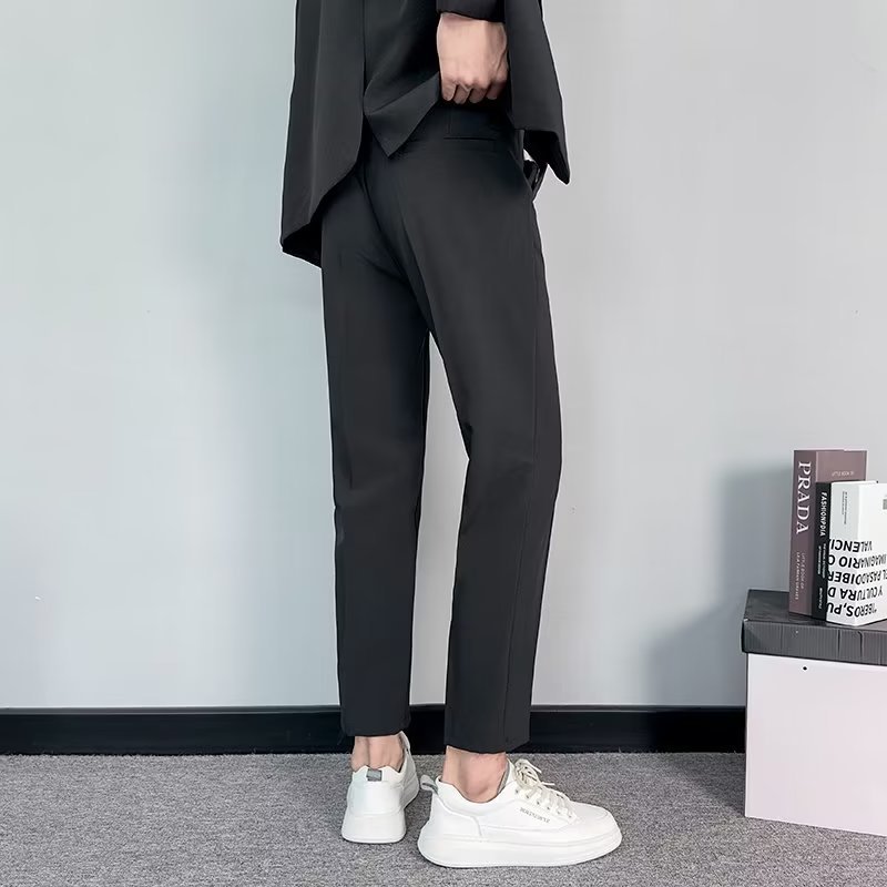 小西裤男坠感修身直筒休闲裤男生婚庆商务秋季高档男装白色九分裤详情18