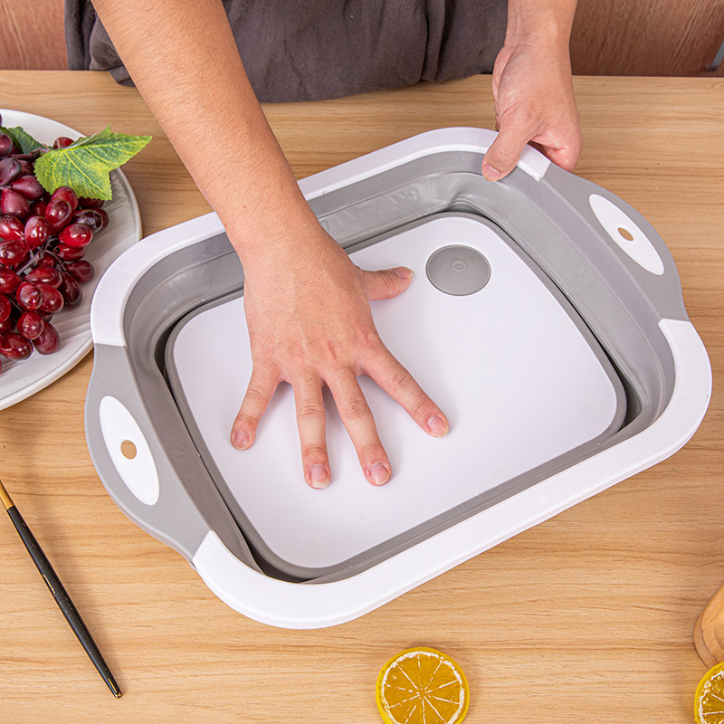 Folding cutting board, dual-purpose cutting board, household sink, anti-slip multi-functional adhesive board, plastic cutting board, hanging for storing vegetables pic 2
