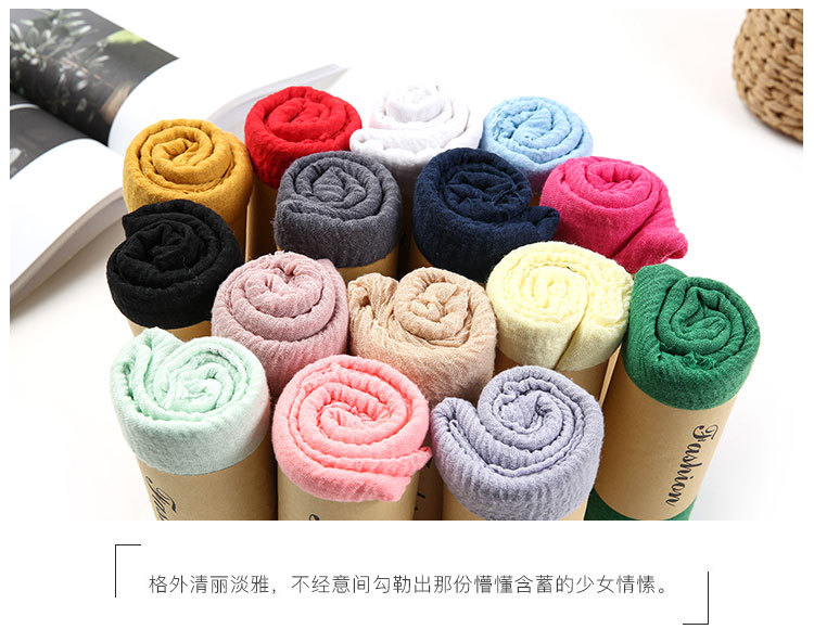 New solid-color long scarves for sun protection, single-color versatile shawls, cotton, linen and silk scarves in stock from the manufacturer, custom-dyed wholesale pic 19
